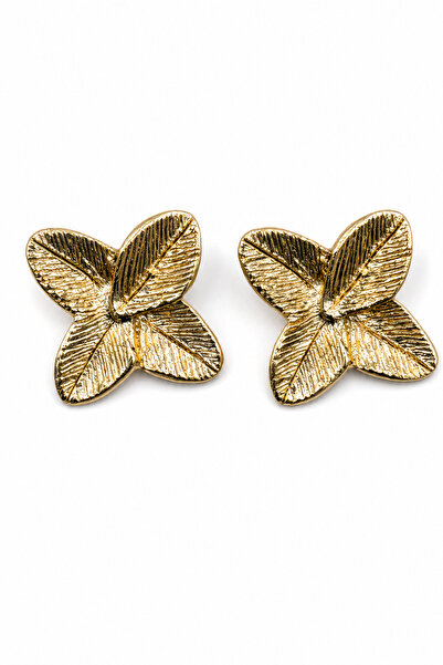 Jack Ferrero Leaf Patterned Yellow Bijoux Earring Pair - Stylish and Modern D...