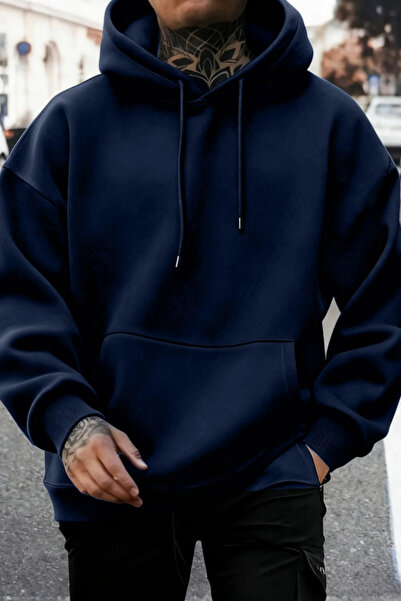 Tarz Cool Regular Hooded Sweatshirt Men's Unisex 3 Thread Raster 100% Cotton ...