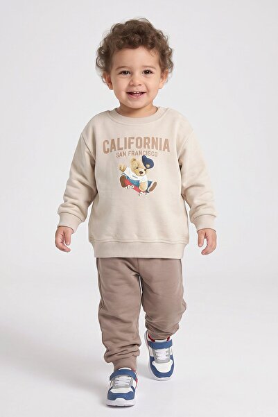Dmb Skateboard Teddy Bear Printed 2-Piece Baby Boy Tracksuit Set