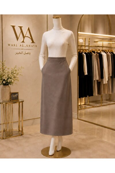 WASL ALKHAIR Women's Elegant Straight Fit Skirt with Side Pockets, Classic So...