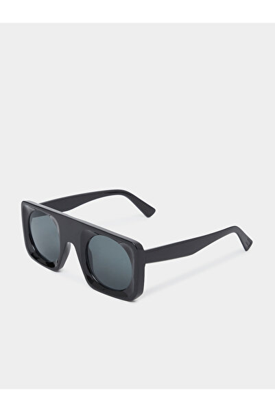 Styli Black Solid Square Frame Sunglasses
