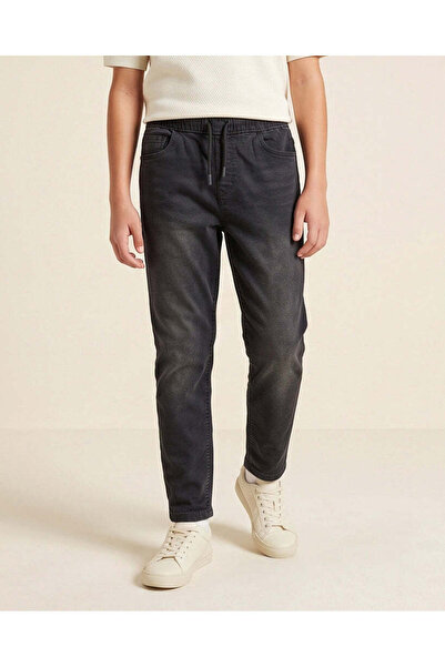 REDTAG Senior Boys Black Pull On Jeans