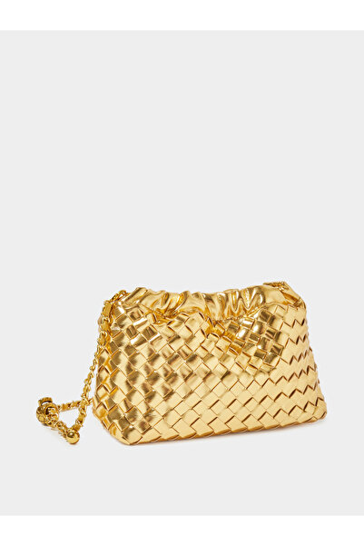 Styli Gold Woven Chain Strap Hand Bag