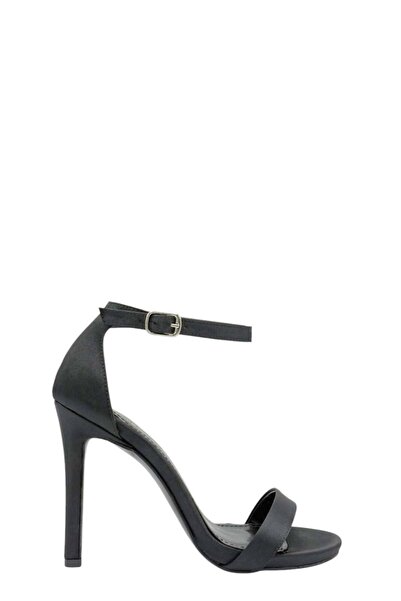 Moulin Shoes Black Satin Single Strap Heeled Women's Shoes