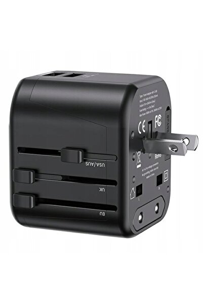 Usams ADAPTOR SIEC. 2XUSB T55 12W 4W1 PENTRU ȚIȚĂRILE PRINCIPALE NEGRU