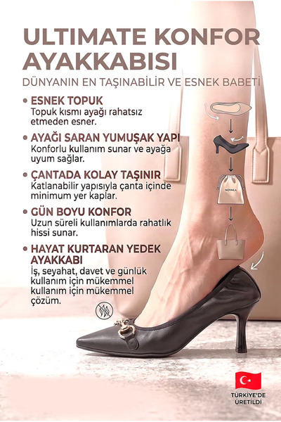 Gökhan Talay حذاء ماريفا قابل للطي ومرن وناعم ومضاد للانزلاق ونعل أسود ومشبك ...