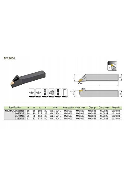 NO BRAND Portsculă pliabilă MVJNR 1616 pentru VNMG16 dreapta