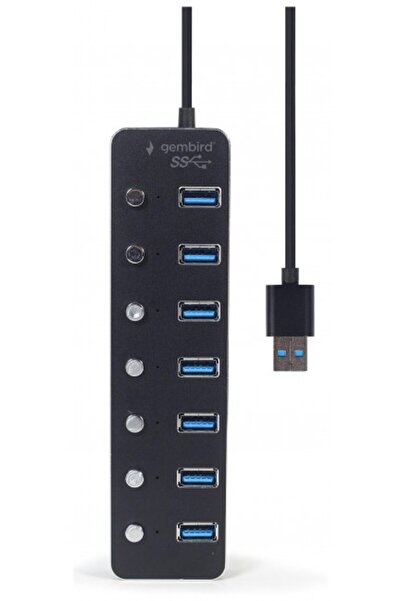 Gembird Hub USB cu 7 porturi USB 3.1 activ, cu întrerupătoare + adaptor de al...