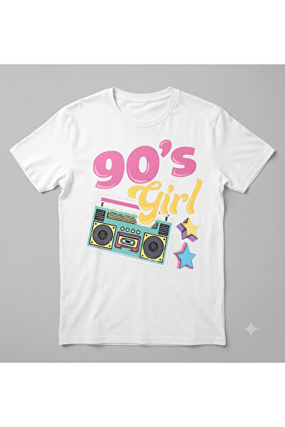 Huw 90's Girl Printed Unisex Crew Neck Cotton Oversize Boyfriend T-Shirt