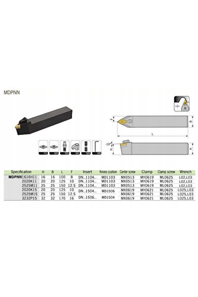 NO BRAND MDPNN 1616 Sculă de strunjire indexabilă pentru strung, pentru DNMG11