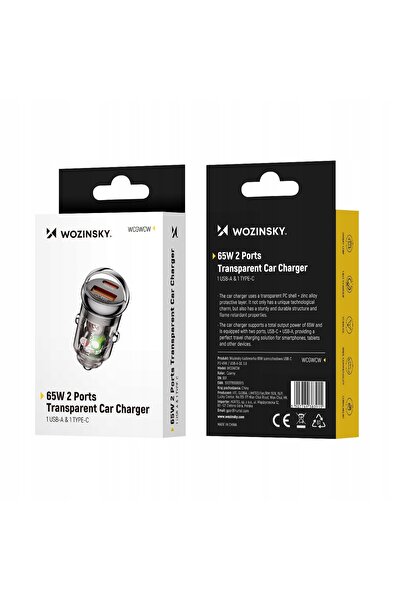WOZINSKY Încărcător auto cu încărcare rapidă USB-C PD 65W / USB 45W QC 3.0 negru