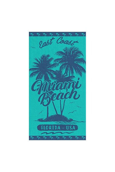 Zâna Casei Prosop de plajă din bumbac turcoaz Miami Beach 75x150cm