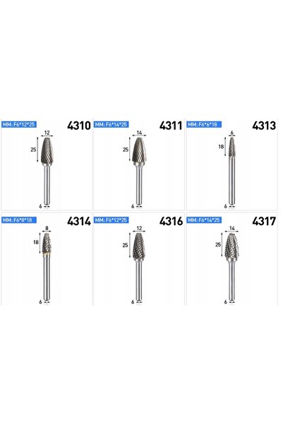 NO BRAND Freză rotativă din carbură pentru metal, coadă de 8mm, 6 4314