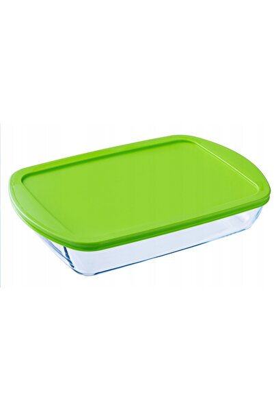 NO BRAND Vas termorezistent cu capac 40x27 cm XL 4,9 l Pyrex turcoaz