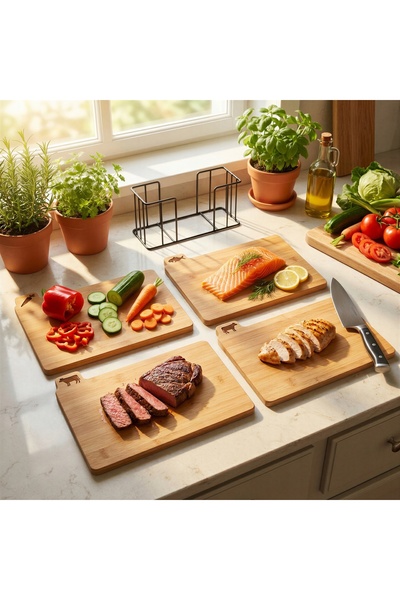 NO BRAND SET DE TAVĂLĂRĂI DIN BAMBUS 4 TAVĂLĂRĂI 28×19.6×0.8 CM + SUPORT