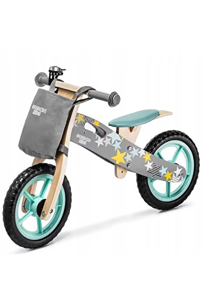 NO BRAND Bicicletă de echilibru din lemn, 12 inch, pentru băieți, roți gri EV...