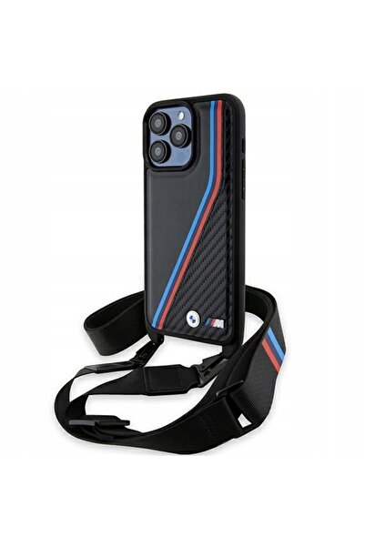NO BRAND Husă pentru iPhone 16 Pro Ediția BMW M, Carbon Tricolor, cu șnur