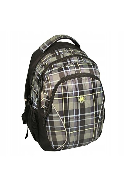 NO BRAND Rucsac tineret maro în carouri PASO 84-699-3