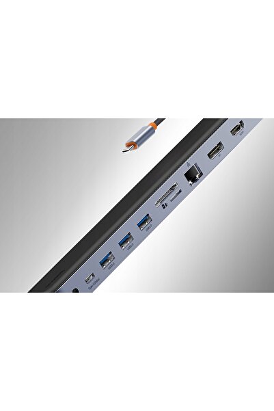 Baseus Hub EliteJoy Gen2 12 în 1 USB-C 2xHDMI 3xUSB 3.0 PD RJ45 4K gri