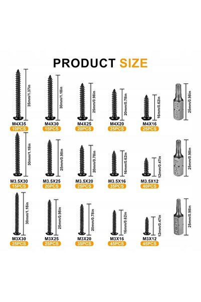 NO BRAND 404x Set șuruburi autofiletante M3/M3.5/M4 pentru montare pe placă