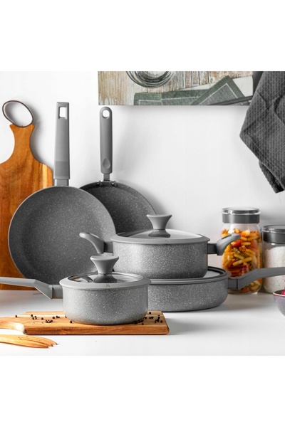 FLORINA Tigaie tradițională din aluminiu antiaderentă, adâncă, de 28 cm, cu c...