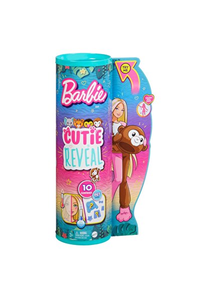 Barbie CUTIE REVEAL seria junglă PĂPUȘĂ ÎN ROCHIE colorată TUCANO