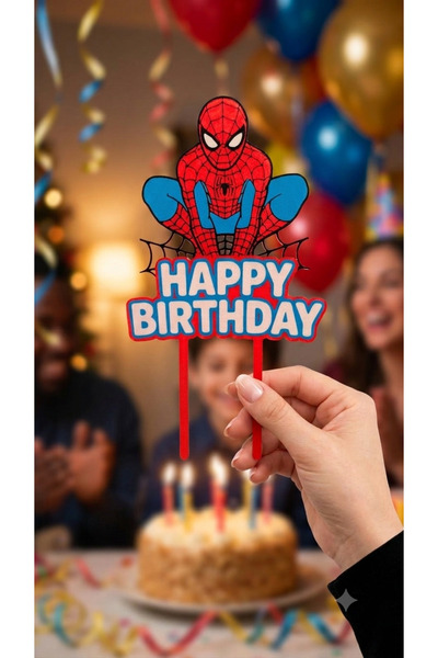 Otscraft Studio Spider-Man Themed Birthday Cake Decoration – Happy Birthday C...
