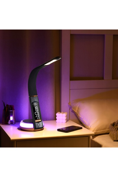 NO BRAND Lampă de birou pliabilă, lumină de veghe, ceas cu ecran LED, ilumina...