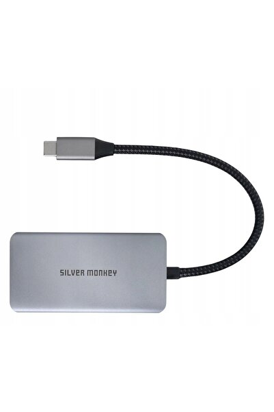 NO BRAND Adaptor Silver Monkey USB-C - 2x HDMI 4K60Hz USB-A PD 100W