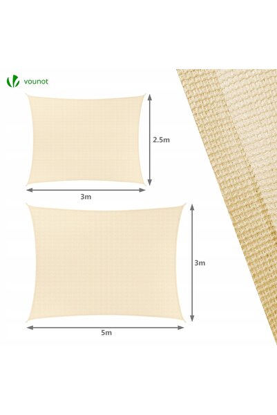 vounot Velă de umbrire pentru grădină și terasă, 5x3m, cu protecție UV