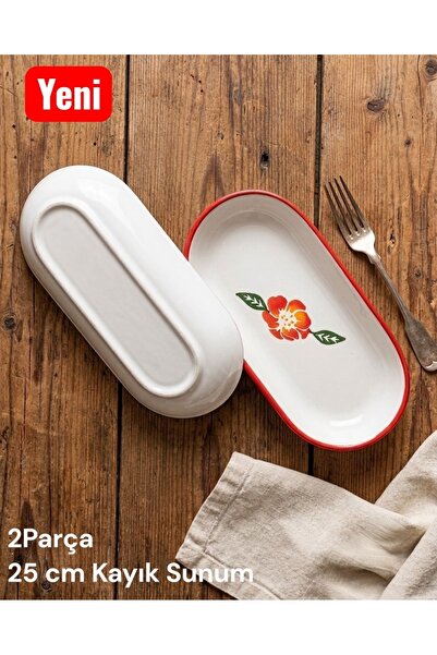 Ganita home Plate Kayık Snack&Presentation&Breakfast 25 cm 2 Pieces Rose