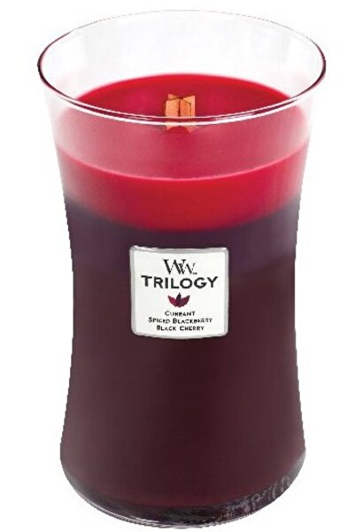 WoodWick Τριλογία Αρωματικό κερί με άρωμα ηλιοκαμένων μούρων, με ξύλινο φυτίλ...