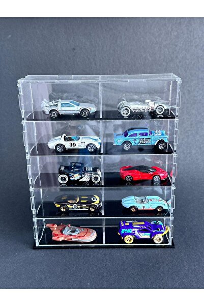 1:64 Ölçek Diecast, 10 Arabalık Pleksi Sergileme Kutusu, Hotwheels, Matchbox