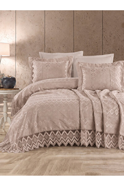 Myevilla Double Lace Bedspread Set with Stylish Lace Detail, Luxurious Bedspread