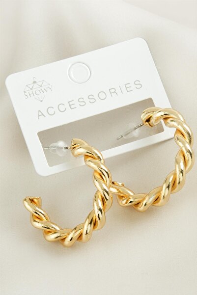 ZERO LAND Nhr-Hlss Twisted Tr Ring (182710) Metal Earring-Yellow