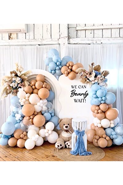 Çemrek Süs Parti Desert Sand Beige Blue Balloon Chain Set of 100