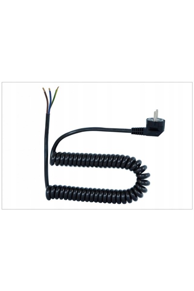 F-ELEKTRO Cablu spiralat cu mufă unghiulară 3x1,5mm, extensibil până la 5m