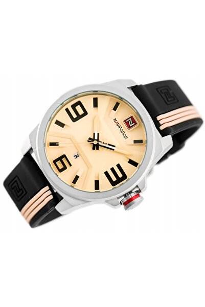 NO BRAND CEAS BĂRBĂTESC NAVIFORCE - NF9098 - bej/negru + GRAVURĂ