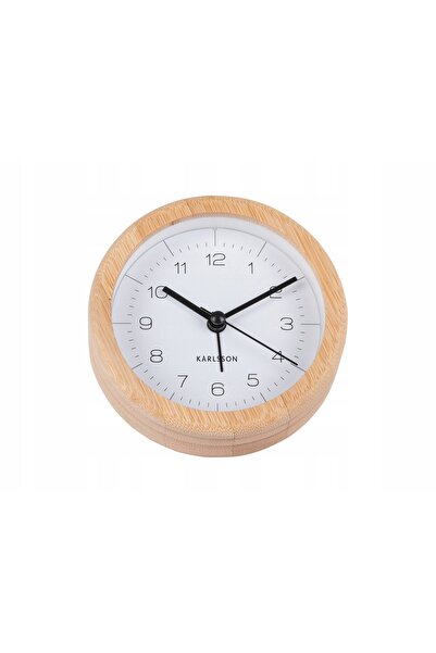 Karlsson Ceas de masă cu alarmă, din bambus, rotund, alb, Ø 10 cm