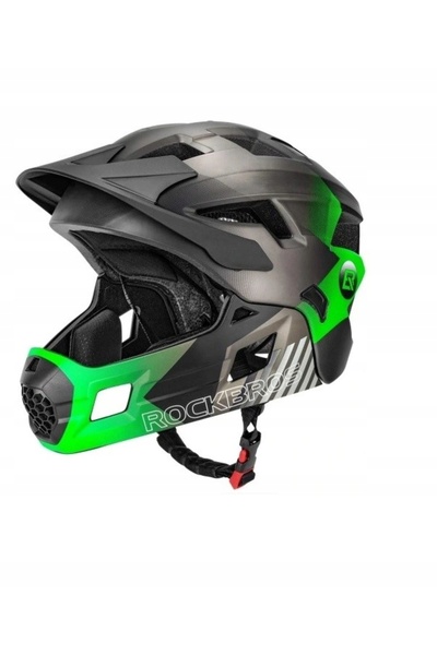 ROCKBROS Casca copii cu protecție maxilară detașabilă 2 în 1 Verde S 48-52cm ...