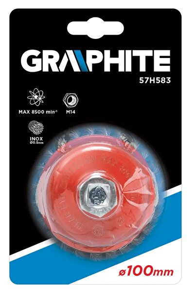 graphite Perie de sârmă cu capăt plat 100mm x M14, INOX