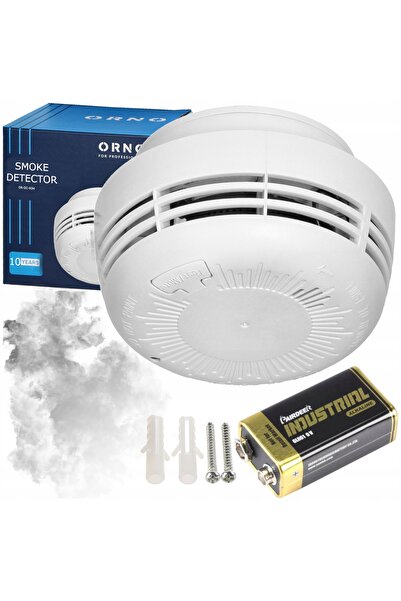 Orno Detector de fum și incendiu cu baterie, alimentat cu baterie de 9V CC, d...