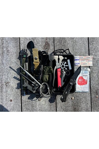 NO BRAND Set Cutie de Supraviețuire Multitool Lanternă Cuțit Daltă Accesorii EDC