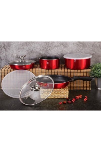Berlinger Haus SET DE OALE 9 PIESE LINIE METALICĂ BURGUNDĂ BH-6145