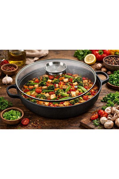 KRISBERG Tigaie wok din fontă de 35cm cu capac KS-7742