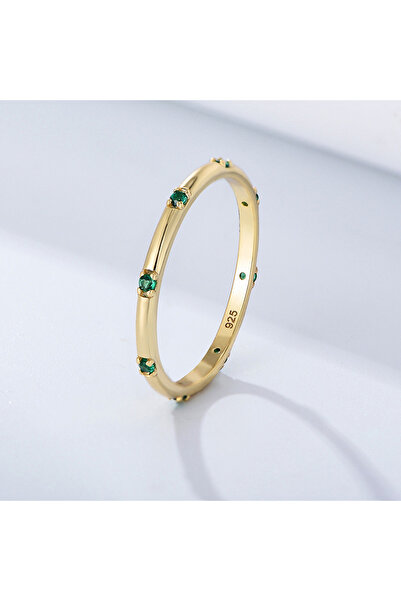 Choice7 7 Gold Green 925 Sterling Silver Round Simple Plain Multi Color Zirco...