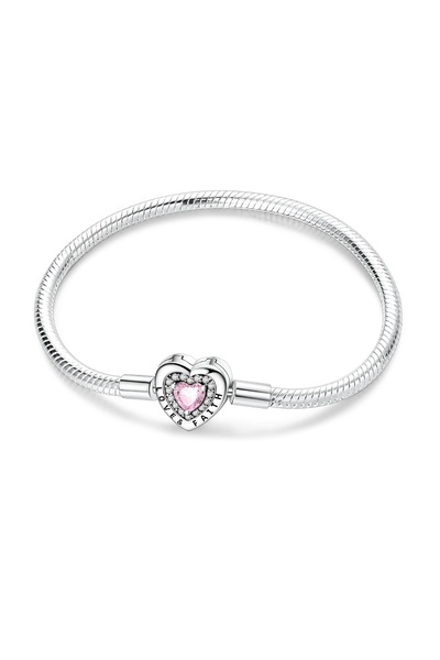 Choice13 19cm KTB137 Original 925 Sterling Silver Charm Bracelets Heart Clip ...