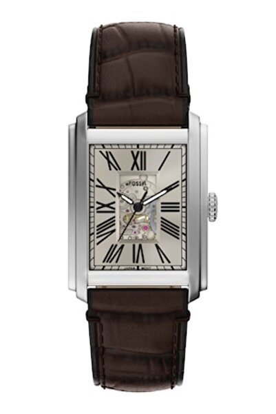 Fossil Ceas automat cu curea din piele Carraway, Maro