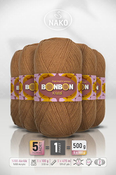 BONBON كريستال - خيط حياكة يدوي من الألياف الناعمة (98226) - عبوة من 5 قطع × ...