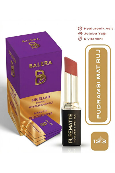 BALERA Pure Matte Powder Lipstick No: 123 - Moisturizing Powder Matte Lipstic...